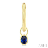 5x3 MM Bezel Set Oval Cut Sapphire Precious Fashion Huggie Earrings in 14K Yellow Gold
